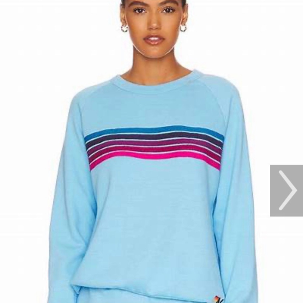 Size M Aviator Nation Light Blue Sweatshirt with Stripes